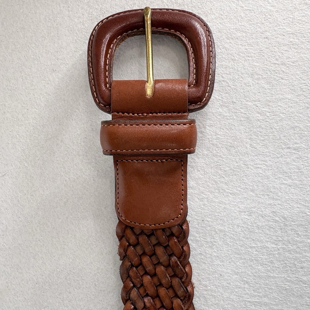 VTG Coach Leather Braided Belt 3851 S Preppy Woven Boho British Tan Buckle 31" L - Picture 7 of 9